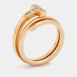 Pre Owned Tiffany & Co. T Square Diamond 18k Rose Gold Wrap Ring Size 53