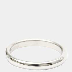 Pre Owned Tiffany & Co. Elsa Peretti Band Platinum Diamond Ring EU 52