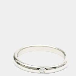 Pre Owned Tiffany & Co. Elsa Peretti Band Platinum Diamond Ring EU 52