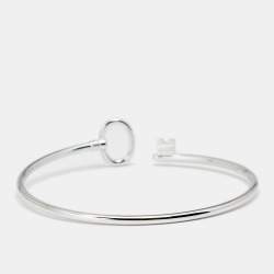 Pre Owned Tiffany & Co. Tiffany Keys 18K White Gold Wire Open Cuff Bracelet