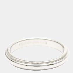 Pre Owned Tiffany & Co. Tiffany Classic Milgrain Wedding Band Platinum Ring EU 54.5