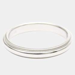 Pre Owned Tiffany & Co. Tiffany Classic Milgrain Wedding Band Platinum Ring EU 54.5