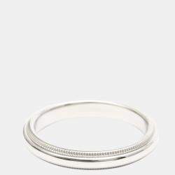 Pre Owned Tiffany & Co. Tiffany Classic Milgrain Wedding Band Platinum Ring EU 54.5