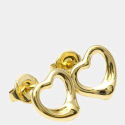 Pre Owned Tiffany & Co. Elsa Peretti Open Heart 18K Yellow Gold Earrings