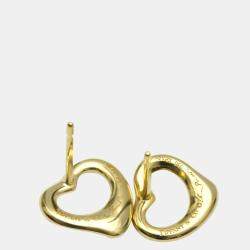Pre Owned Tiffany & Co. Elsa Peretti Open Heart 18K Yellow Gold Earrings