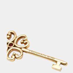 Pre Owned Tiffany & Co. Heart Key 18K Rose Gold Sapphire Necklace