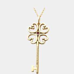 Pre Owned Tiffany & Co. Heart Key 18K Rose Gold Sapphire Necklace