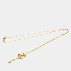 Pre Owned Tiffany & Co. Heart Key 18K Rose Gold Sapphire Necklace