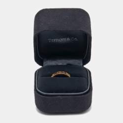 Pre Owned Tiffany & Co. Atlas Ruby Pierced 18k Rose Gold band Ring Size 51
