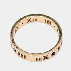 Pre Owned Tiffany & Co. Atlas Ruby Pierced 18k Rose Gold band Ring Size 51