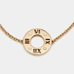 Pre Owned Tiffany & Co. Atlas Diamond Pierced 18k Yellow Gold Station bracelet