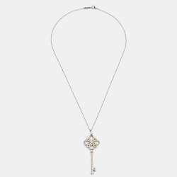 Pre Owned Tiffany & Co. Tiffany Keys Diamond Hue Diamond 18k Yellow Gold Platinum Pendant Necklace