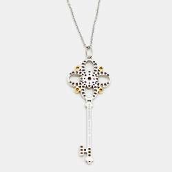 Pre Owned Tiffany & Co. Tiffany Keys Diamond Hue Diamond 18k Yellow Gold Platinum Pendant Necklace