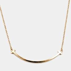 Pre Owned Tiffany & Co. Tiffany T Smile 18K Yellow Gold Small Pendant Necklace