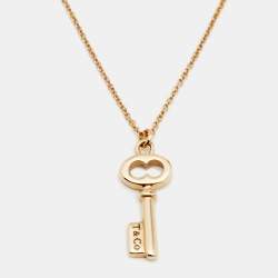 Pre Owned Tiffany & Co. Tiffany Keys 18K Rose Gold Mini Key Pendant Necklace