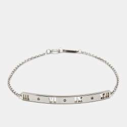 Pre Owned Tiffany & Co. Atlas Pierced Diamond 18K White Gold Bracelet