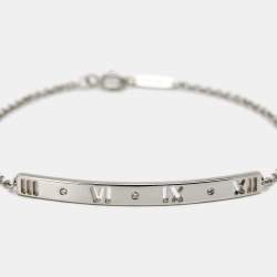 Pre Owned Tiffany & Co. Atlas Pierced Diamond 18K White Gold Bracelet