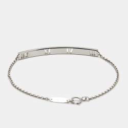 Pre Owned Tiffany & Co. Atlas Pierced Diamond 18K White Gold Bracelet
