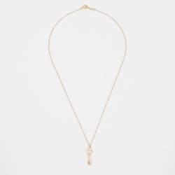 Pre Owned Tiffany & Co. Mini Oval Key 18k Rose Gold Pendant Necklace