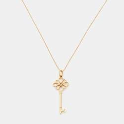 Pre Owned Tiffany & Co. Knot Key 18k Yellow Gold Pendant Necklace