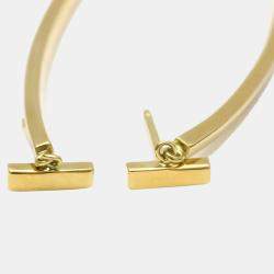 Pre Owned Tiffany T Wire Bar 18K Rose Gold Earrings 