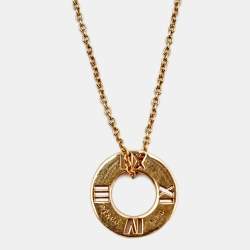 Pre Owned Tiffany & Co. Atlas Diamond Pierced 18k Rose Gold Pendant Necklace