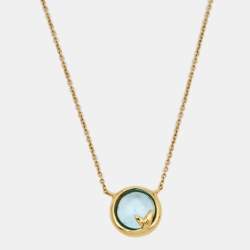 Pre Owned Tiffany & Co. Paloma Picasso Olive Leaf Blue Topaz 18K Yellow Gold Necklace
