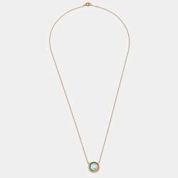 Pre Owned Tiffany & Co. Paloma Picasso Olive Leaf Blue Topaz 18K Yellow Gold Necklace