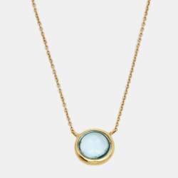 Pre Owned Tiffany & Co. Paloma Picasso Olive Leaf Blue Topaz 18K Yellow Gold Necklace