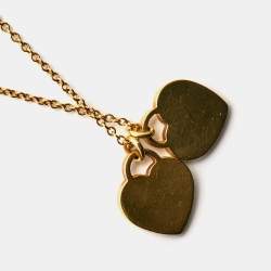 Pre Owned Tiffany & Co. Return to Tiffany Double Heart Tag 18K Yellow Gold Pendant Necklace