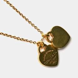 Pre Owned Tiffany & Co. Return to Tiffany Double Heart Tag 18K Yellow Gold Pendant Necklace