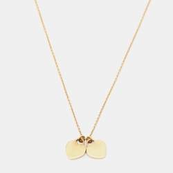 Pre Owned Tiffany & Co. Return to Tiffany Double Heart Tag 18K Yellow Gold Pendant Necklace