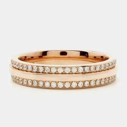 Pre Owned Tiffany & Co. Tiffany T Narrow Paved Diamond 18k Rose Gold Ring Size 54