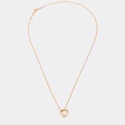 Pre Owned Tiffany and Co. Elsa Peretti Open Heart 18k Rose Gold Pendant Necklace
