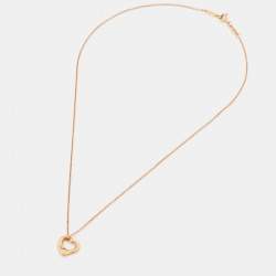 Pre Owned Tiffany and Co. Elsa Peretti Open Heart 18k Rose Gold Pendant Necklace