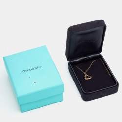 Pre Owned Tiffany and Co. Elsa Peretti Open Heart 18k Rose Gold Pendant Necklace