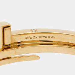 Pre Owned Tiffany & Co. T Square Diamond 18K Yellow Gold Wrap Cuff Bracelet