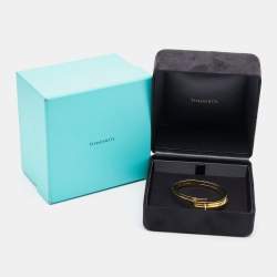 Pre Owned Tiffany & Co. T Square Diamond 18K Yellow Gold Wrap Cuff Bracelet