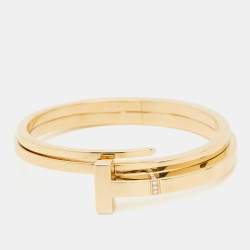 Pre Owned Tiffany & Co. T Square Diamond 18K Yellow Gold Wrap Cuff Bracelet