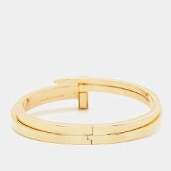 Pre Owned Tiffany & Co. T Square Diamond 18K Yellow Gold Wrap Cuff Bracelet