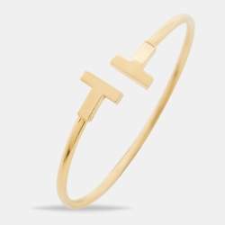 Pre Owned Tiffany & Co. T Wire 18k Yellow Gold Bracelet S