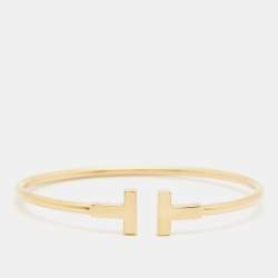 Pre Owned Tiffany & Co. T Wire 18k Yellow Gold Bracelet S