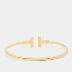 Pre Owned Tiffany & Co. T Wire 18k Yellow Gold Bracelet S