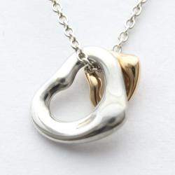 Pre Owned Tiffany & Co. Elsa Peretti Open Heart 18K Rose Gold Sterling Silver Necklace