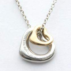 Pre Owned Tiffany & Co. Elsa Peretti Open Heart 18K Rose Gold Sterling Silver Necklace