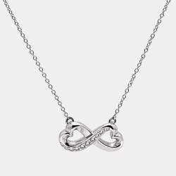 Pre Owned Tiffany & Co. Paloma Picasso Infinity Heart Diamond 18k White Gold Chain Necklace