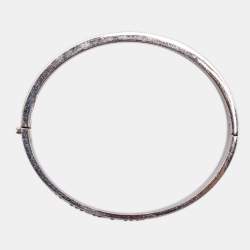 Pre Owned Tiffany & Co. Atlas Semi Paved Diamond 18k White Gold Bangle Bracelet