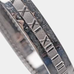 Pre Owned Tiffany & Co. Atlas Semi Paved Diamond 18k White Gold Bangle Bracelet