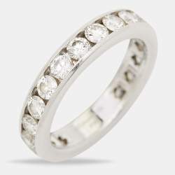 Pre Owned Tiffany & Co. Full Circle Diamond Platinum Eternity Band Ring Size 54