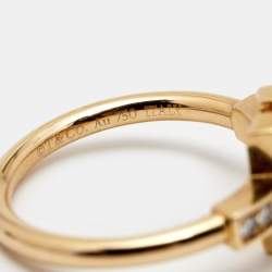 Tiffany & Co. Tiffany T Wire Mother of Pearl Diamonds 18k Rose Gold Ring Size 52